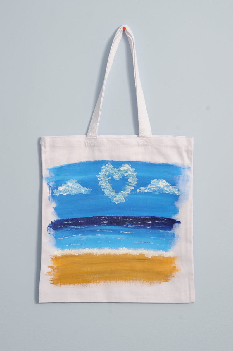 Ocean Beach Acrylic Paint Pouring Art Tote Bag