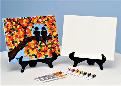 autumn lovebirds acrylic painting kit & video lesson