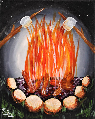 campfire dreams acrylic painting kit & video lesson