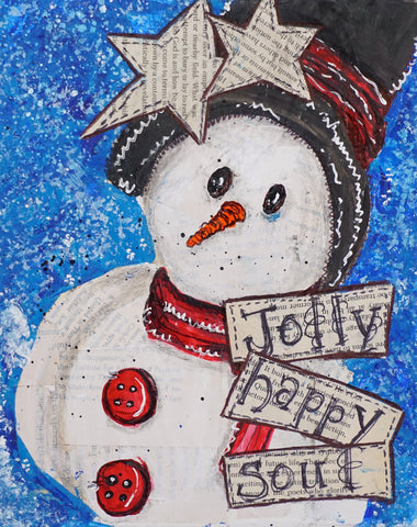jolly snowman mixed media painting kit & video lesson