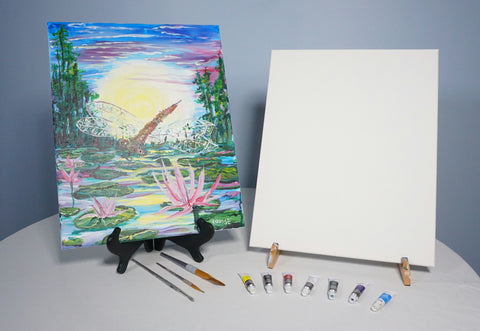 dragonfly at the bayou acrylic painting kit & video lesson