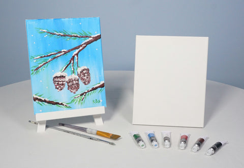 snowy pines acrylic painting kit & video lesson