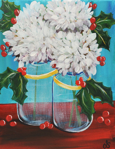 festive hydrangeas acrylic painting kit & video lesson