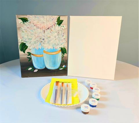 summer hydrangeas acrylic painting kit & video lesson
