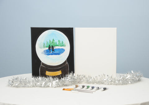 iceskaters' dream snowglobe acrylic painting kit & video lesson