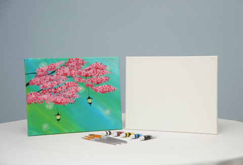 lanterns in bloom acrylic painting kit & video lesson