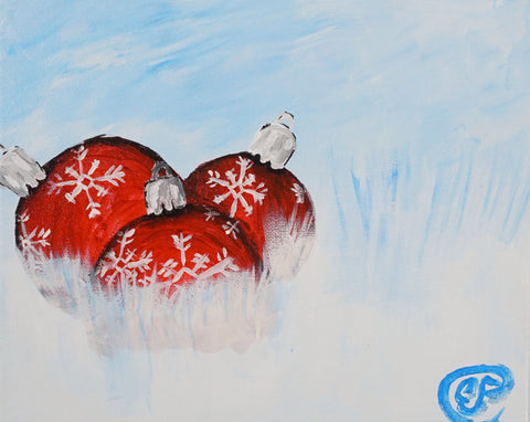 ornaments in the snow acrylic painting kit & video lesson
