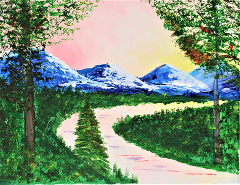 Rossy Mountain Peaks Acrylic Paint & Sip Kit & Video Lesson