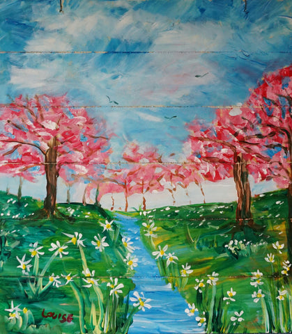 4 person paint party kit - 11x14 kits - acrylic painting kit & video lesson springtime delight